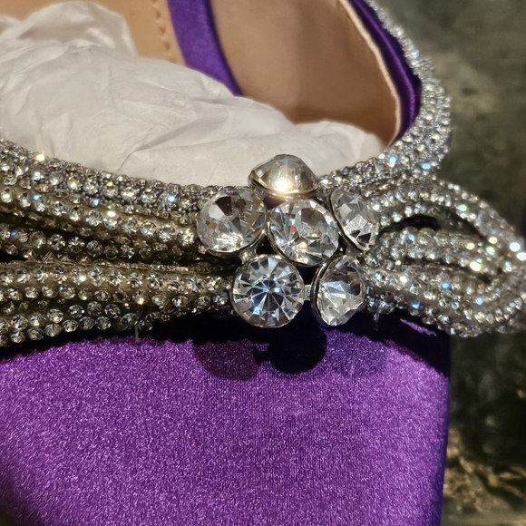 Steve Madden Viable Purple Satin with Rhinestone Bow Wmns Sz 7 - Picture 10 of 12